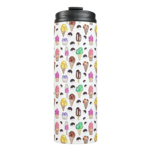 Ice crème Flavors Waterverf Patroon Thermosbeker (Voorkant)