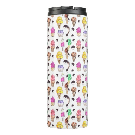 Ice crème Flavors Waterverf Patroon Thermosbeker (Achterkant)