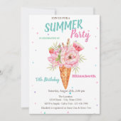 Ice crème Flowers fruits Summer Birthday Kaart (Voorkant)