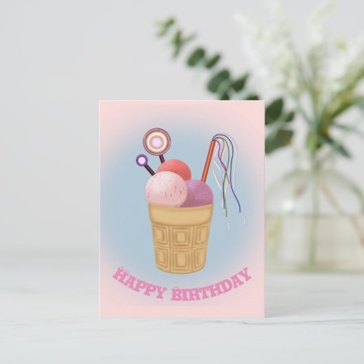 Ice crème Happy Birthday 2 Feestdagenkaart (Staand voorkant)