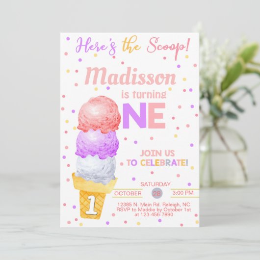 Ice crème hier is de eerste verjaardag van het sco kaart (Staand voorkant)