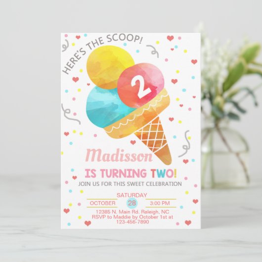 Ice crème hier is de tweede verjaardag van het sco kaart (Staand voorkant)