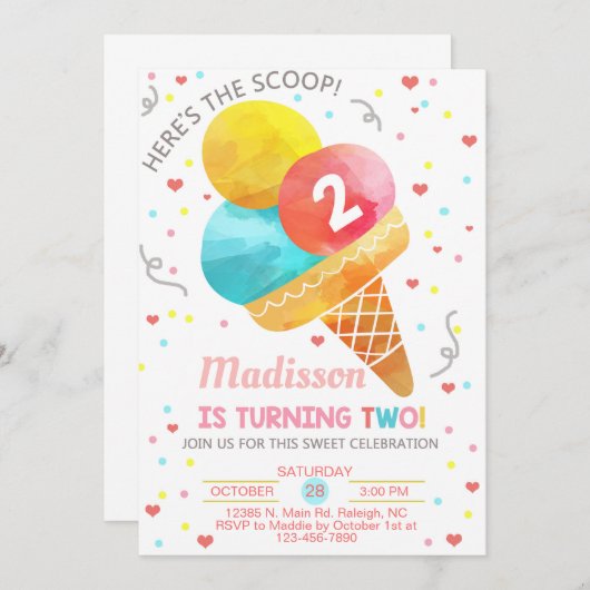 Ice crème hier is de tweede verjaardag van het sco kaart (Voorkant / Achterkant)