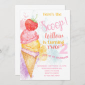 Ice crème hier is de tweede verjaardagsuitnodiging kaart (Voorkant / Achterkant)