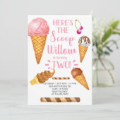 Ice crème hier is de tweede verjaardagsuitnodiging kaart (Staand voorkant)