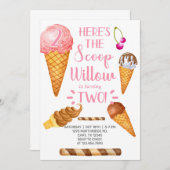 Ice crème hier is de tweede verjaardagsuitnodiging kaart (Voorkant / Achterkant)