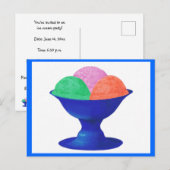 Ice crème in blue bowl party uitnodigingen briefka (Voorkant / Achterkant)