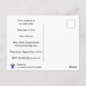 Ice crème in blue bowl party uitnodigingen briefka (Achterkant)