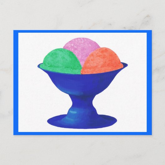 Ice crème in blue bowl party uitnodigingen briefka (Voorkant)