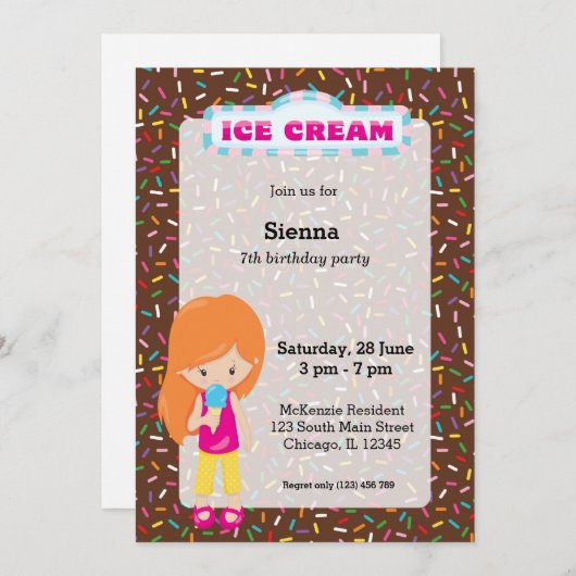 Ice crème kaart (Voorkant / Achterkant)