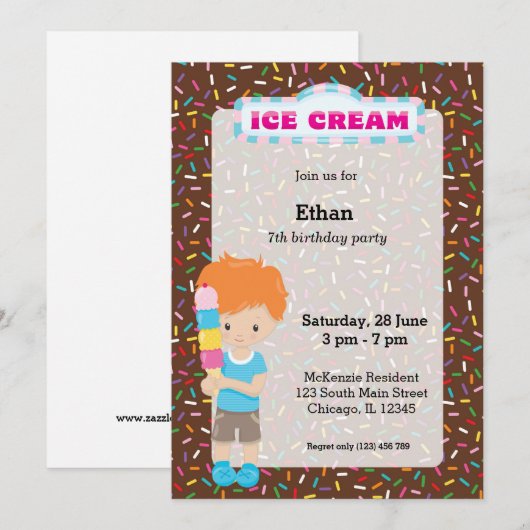 Ice crème kaart (Voorkant / Achterkant)