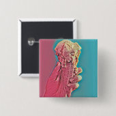 Ice crème, kunstwerk vierkante button 5,1 cm (Voorkant /achterkant)