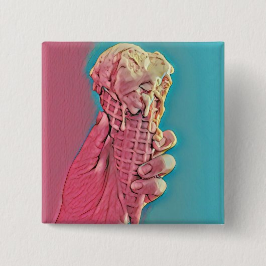 Ice crème, kunstwerk vierkante button 5,1 cm (Voorkant)