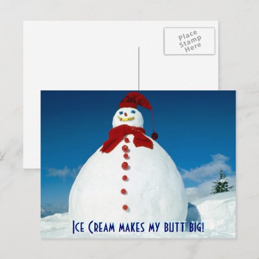 "Ice crème maakt mijn kont groot!" Briefkaart (Voorkant / Achterkant)