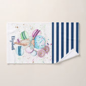 Ice crème Macaroons Navy Blue White Striped Bad Handdoek (Handdoek)