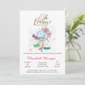 Ice crème Macaroons Oh Baby Summer Baby shower Kaart (Staand voorkant)