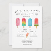 Ice crème Pool Birthday Invitation Pop on Over Kaart (Voorkant)
