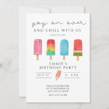Ice crème Pool Birthday Invitation Pop on Over