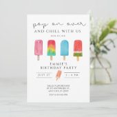 Ice crème Pool Birthday Invitation Pop on Over Kaart (Staand voorkant)