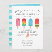 Ice crème Pool Birthday Invitation Pop on Over Kaart (Voorkant / Achterkant)