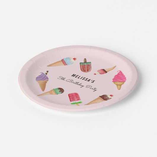 Ice crème roze blauw bruin papier Bord (Gekanteld)