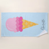 Ice crème roze blauw monogram strandlaken (Voorkant)