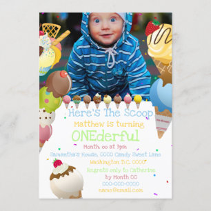 Ice crème scoop zomerfoto kleurige partij kaart