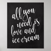 Ice crème station chalkboard 8x10 wign-bord poster (Voorkant)