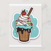 Ice crème sundae sticker briefkaart (Voorkant)