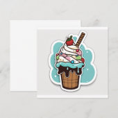 Ice crème sundae sticker notitiekaartje (Voorkant / Achterkant)