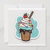 Ice crème sundae sticker notitiekaartje (Voorkant)