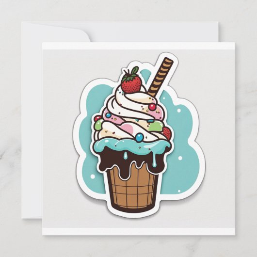 Ice crème sundae sticker notitiekaartje (Voorkant)