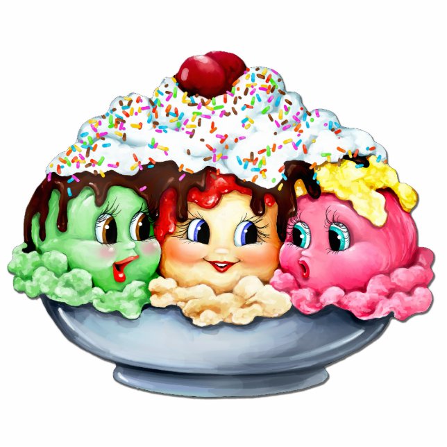 Ice crème sundae "Wat is de nieuwste SCOOP?" Fotobeeldje Magneet (Voorkant)