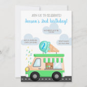 Ice crème truck boy verjaardagsuitnodiging. kaart (Voorkant)