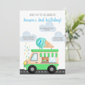 Ice crème truck boy verjaardagsuitnodiging. kaart (Staand voorkant)