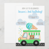 Ice crème truck boy verjaardagsuitnodiging. kaart (Voorkant / Achterkant)