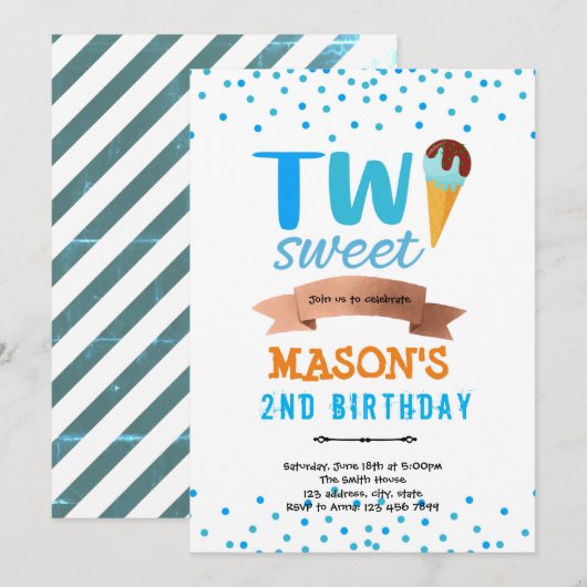 Ice crème twee zoete jongen kaart (Voorkant / Achterkant)