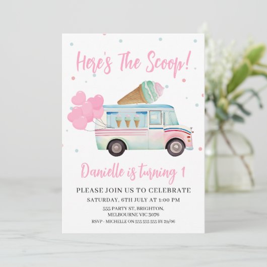 Ice crème Van Hier is de Scoop 1ste verjaardag Kaart (Staand voorkant)