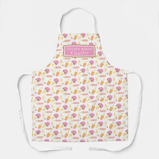 Ice crèmezetster, gepersonaliseerd lolly cons patr schort (Voorkant)