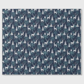 Ice Crystal Christmas Deer Blauwgroen Cadeaupapier (Vlak)