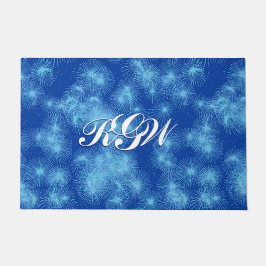 Ice Crystal Starbursts, Deep Blue met Monogram Deurmat (Voorkant)