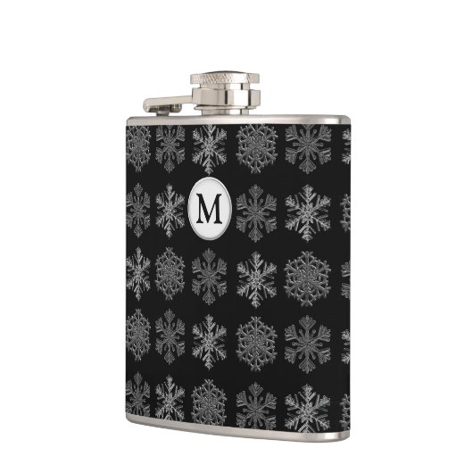 Ice Crystals Elegant Pattern Monogram Heupfles (Links)