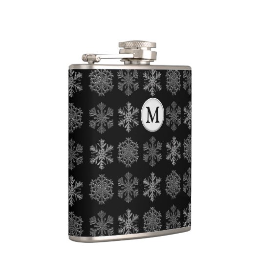 Ice Crystals Elegant Pattern Monogram Heupfles (Rechts)