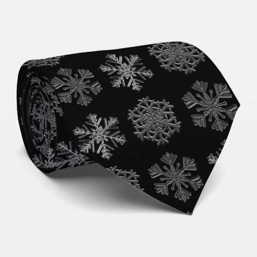 Ice Crystals Pattern Black Stropdas (Opgerold)