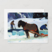 Ice Cutting, Clarence Gagnon Feestdagenkaart (Voorkant / Achterkant)