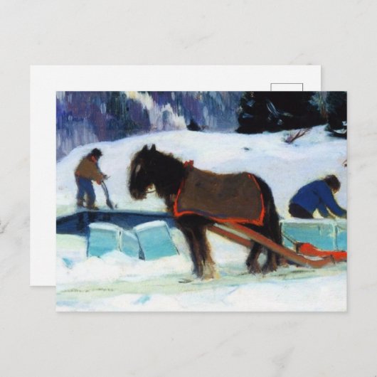 Ice Cutting, Clarence Gagnon Feestdagenkaart (Voorkant / Achterkant)