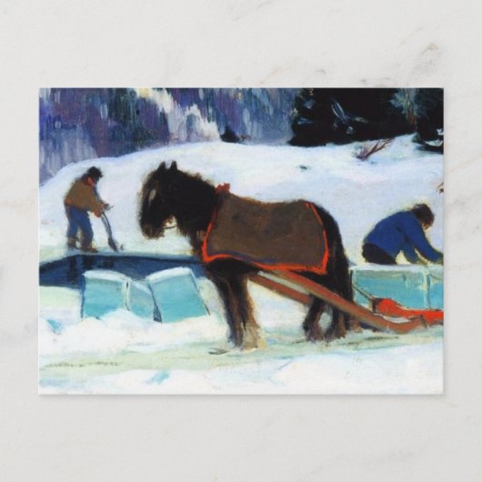 Ice Cutting, Clarence Gagnon Feestdagenkaart (Voorkant)