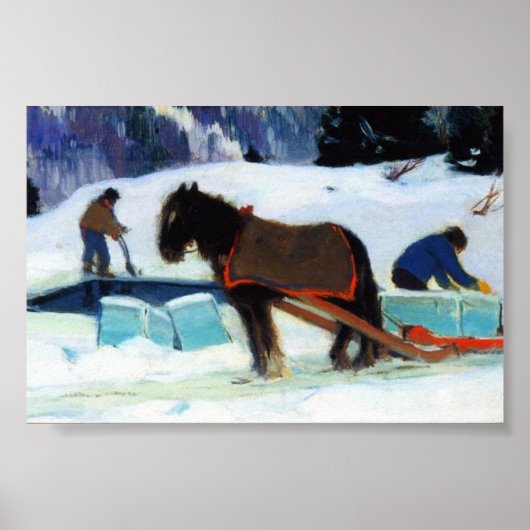 Ice Cutting, Clarence Gagnon Poster (Voorkant)