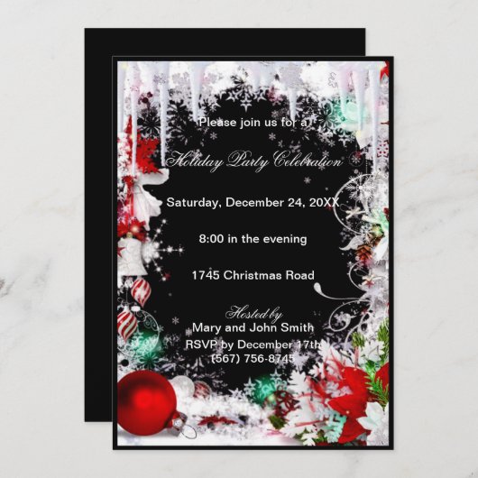 Ice Cycles Sneeuw Kerstfeest Uitnodiging (Voorkant / Achterkant)