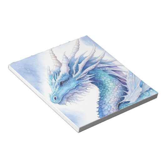 Ice Dragon in Light Blue Waterverf Notitieblok (Schuin)